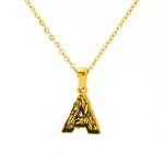 Gold color / 1 Piece Classic Bark Grain Unique Letter A Stainless Steel  Gold Color Unisex Pendant Necklaces 